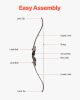 60in Takedown Recurve Bow Wooden Bow Arrow Kit Right Hand Hunting Practice 30lbs